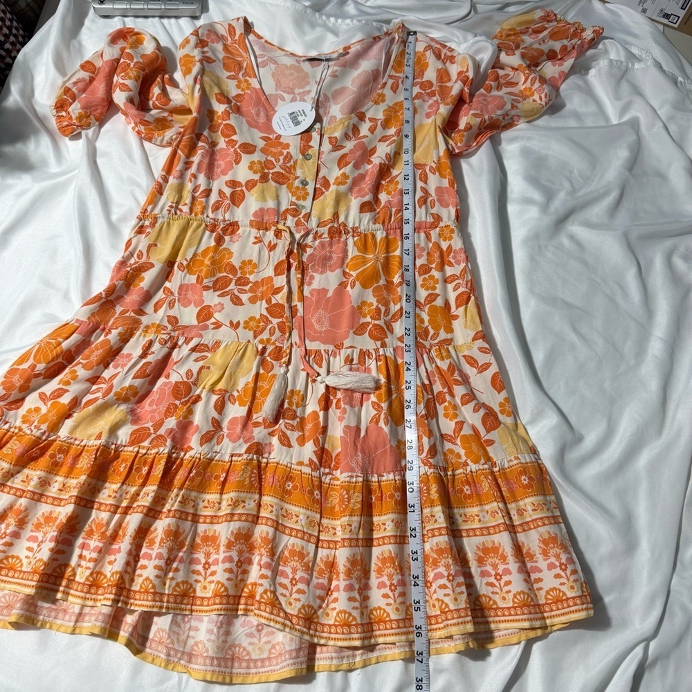 Petal and pup Odie Dress Floral Size US 10 Boho Cottagecore Tiered Tie Waist - Picture 12 of 13